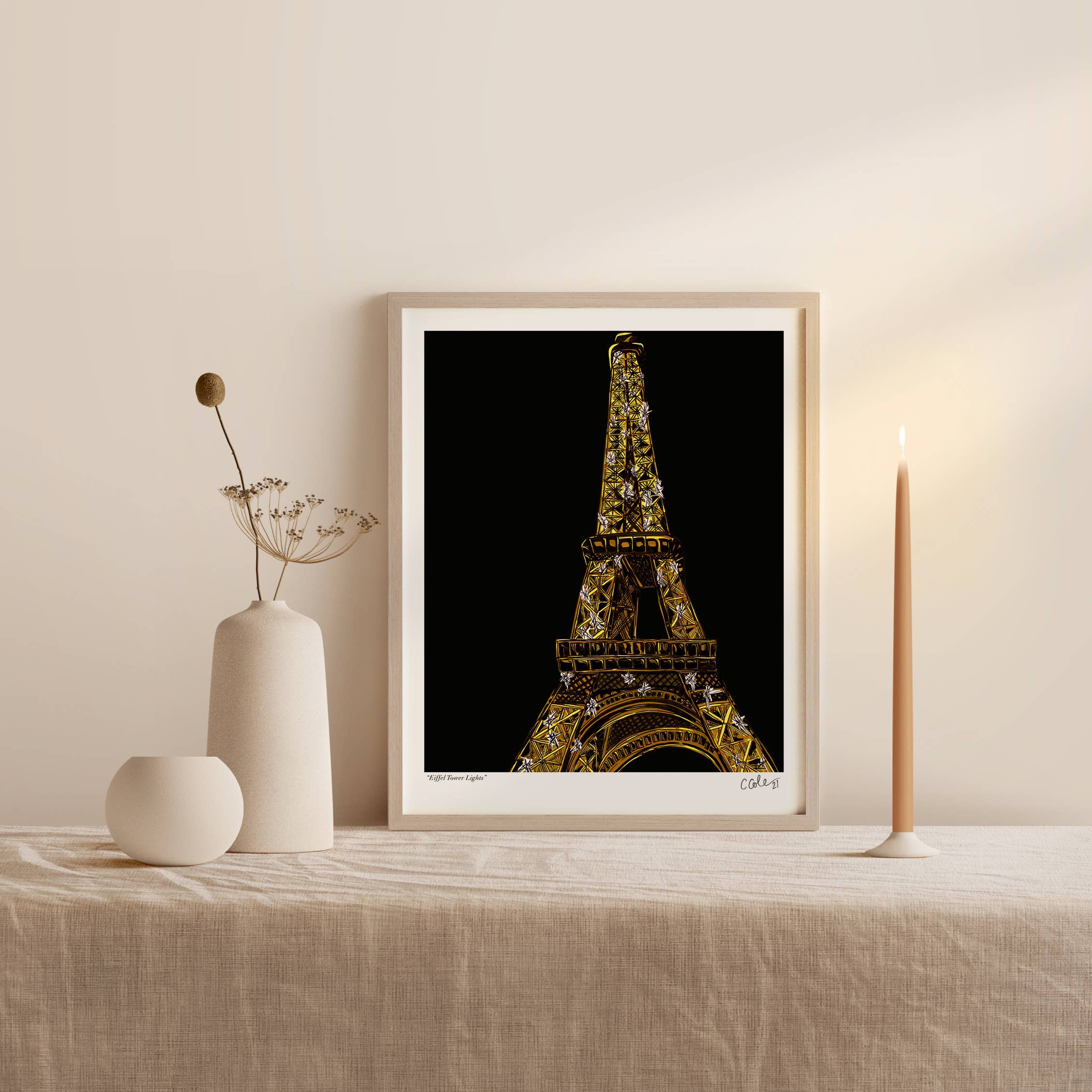 Encadrée Imprimer-lumières de la tour Eiffel à Las Vegas Photo Poster art 